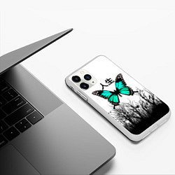 Чехол iPhone 11 Pro матовый С бабочкой на фоне японского иероглифа, цвет: 3D-белый — фото 2