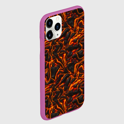 Чехол iPhone 11 Pro матовый Огненная лава / 3D-Фиолетовый – фото 2