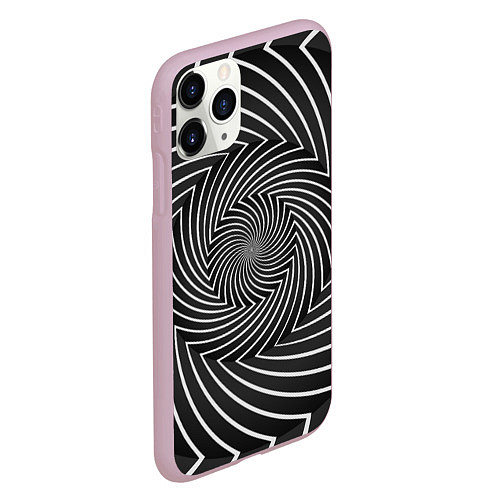 Чехол iPhone 11 Pro матовый Оптическая иллюзия изогнутые линии / 3D-Розовый – фото 2