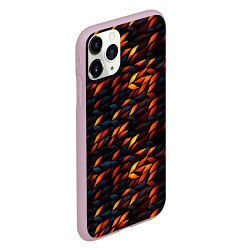 Чехол iPhone 11 Pro матовый Black orange texture, цвет: 3D-розовый — фото 2