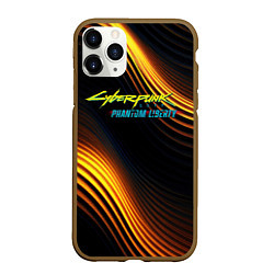 Чехол iPhone 11 Pro матовый Black gold cyberpunk phantom liberty