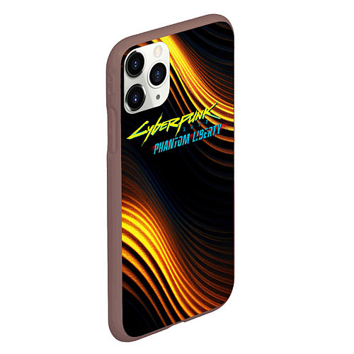 Чехол iPhone 11 Pro матовый Black gold cyberpunk phantom liberty / 3D-Коричневый – фото 2