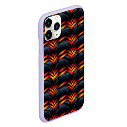 Чехол iPhone 11 Pro матовый Orange abstract black, цвет: 3D-светло-сиреневый — фото 2