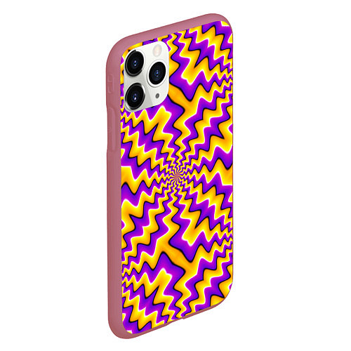 Чехол iPhone 11 Pro матовый Желто-фиолетовая иллюзия вращения / 3D-Малиновый – фото 2