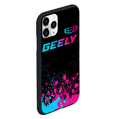 Чехол iPhone 11 Pro матовый Geely - neon gradient: символ сверху / 3D-Черный – фото 2