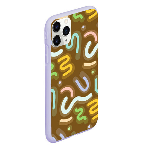 Чехол iPhone 11 Pro матовый Brown abstraction / 3D-Светло-сиреневый – фото 2