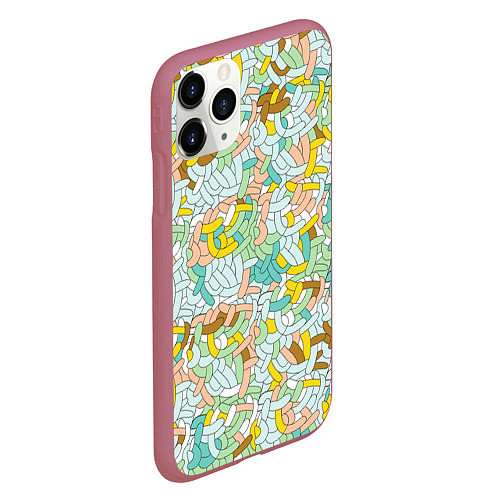 Чехол iPhone 11 Pro матовый Rope pattern / 3D-Малиновый – фото 2