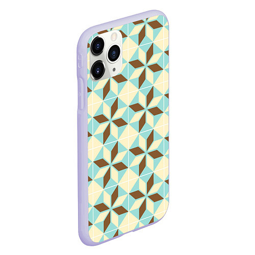 Чехол iPhone 11 Pro матовый Brown blue pattern / 3D-Светло-сиреневый – фото 2