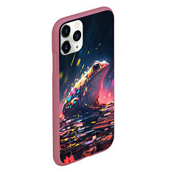 Чехол iPhone 11 Pro матовый Лягушка под дождем - нейросеть, цвет: 3D-малиновый — фото 2