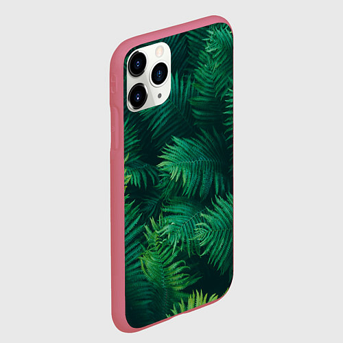 Чехол iPhone 11 Pro матовый Множество папоротников / 3D-Малиновый – фото 2