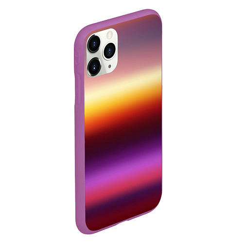 Чехол iPhone 11 Pro матовый Закат, абстрактные полосы с размытием / 3D-Фиолетовый – фото 2