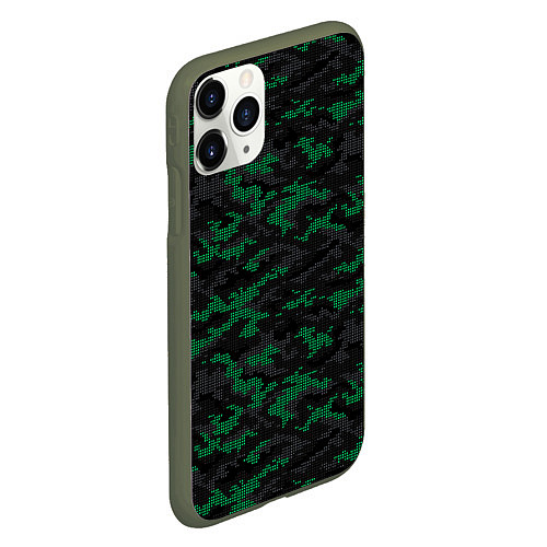 Чехол iPhone 11 Pro матовый Точечный камуфляжный узор Spot camouflage pattern / 3D-Темно-зеленый – фото 2