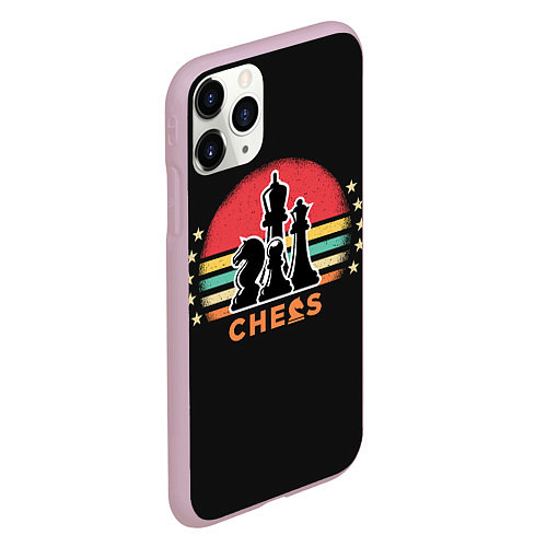 Чехол iPhone 11 Pro матовый Шахматные фигуры chess / 3D-Розовый – фото 2