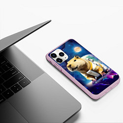 Чехол iPhone 11 Pro матовый Капибара-космонавт - нейросеть, цвет: 3D-розовый — фото 2