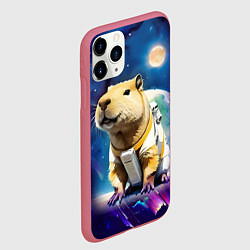Чехол iPhone 11 Pro матовый Капибара-космонавт - нейросеть, цвет: 3D-малиновый — фото 2