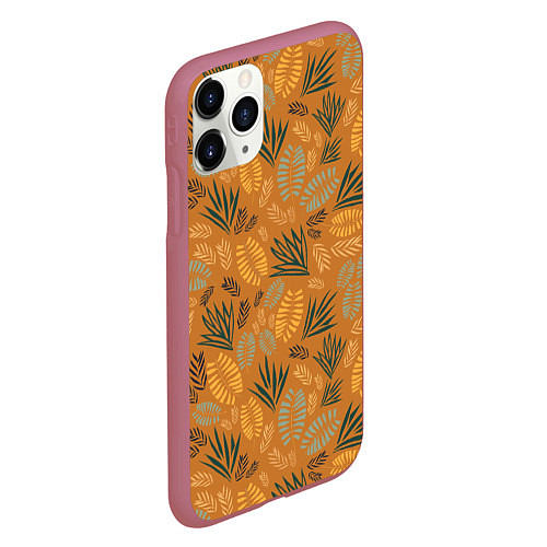 Чехол iPhone 11 Pro матовый Мексиканские оранжевые папаротники / 3D-Малиновый – фото 2