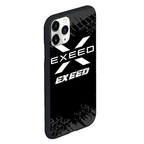 Чехол iPhone 11 Pro матовый Exeed speed на темном фоне со следами шин / 3D-Черный – фото 2