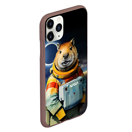 Чехол iPhone 11 Pro матовый Capy astronaut - Nasa - neural network / 3D-Коричневый – фото 2