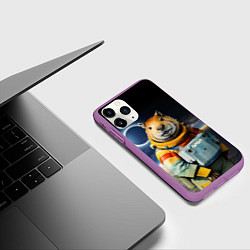 Чехол iPhone 11 Pro матовый Capy astronaut - Nasa - neural network, цвет: 3D-фиолетовый — фото 2