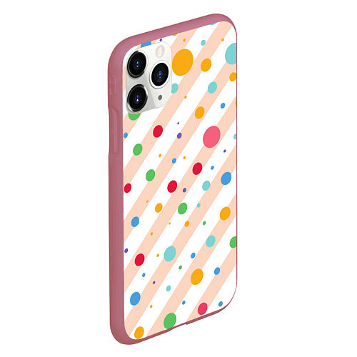 Чехол iPhone 11 Pro матовый Color circles / 3D-Малиновый – фото 2