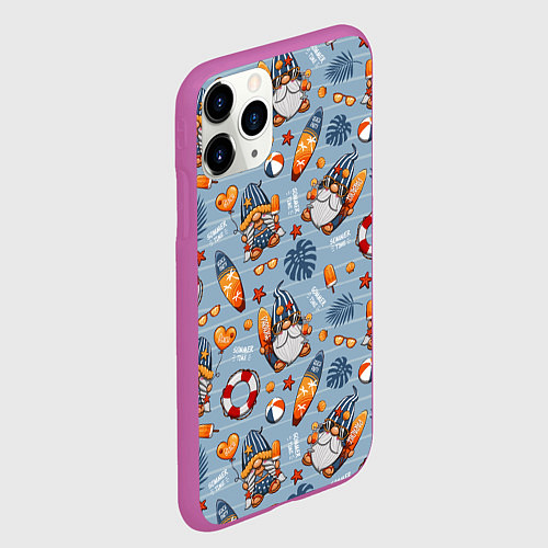 Чехол iPhone 11 Pro матовый Пляжные гномы / 3D-Фиолетовый – фото 2
