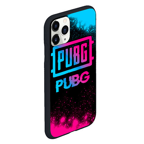 Чехол iPhone 11 Pro матовый PUBG - neon gradient / 3D-Черный – фото 2