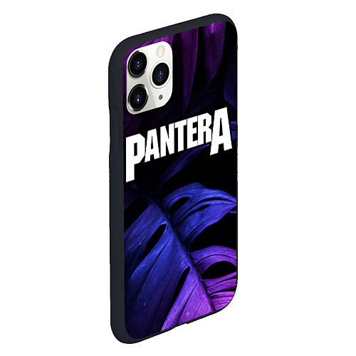 Чехол iPhone 11 Pro матовый Pantera neon monstera / 3D-Черный – фото 2