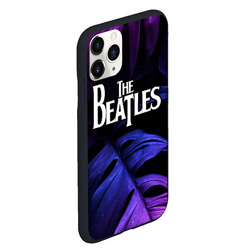 Чехол iPhone 11 Pro матовый The Beatles neon monstera / 3D-Черный – фото 2