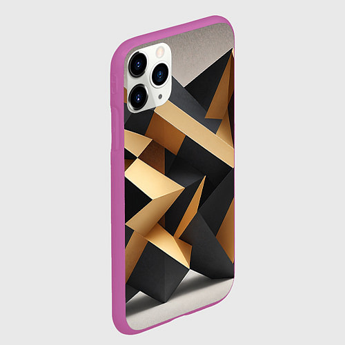 Чехол iPhone 11 Pro матовый Абстрактный куб / 3D-Фиолетовый – фото 2
