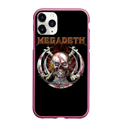 Чехол iPhone 11 Pro матовый Megadeth - боевой череп, цвет: 3D-малиновый