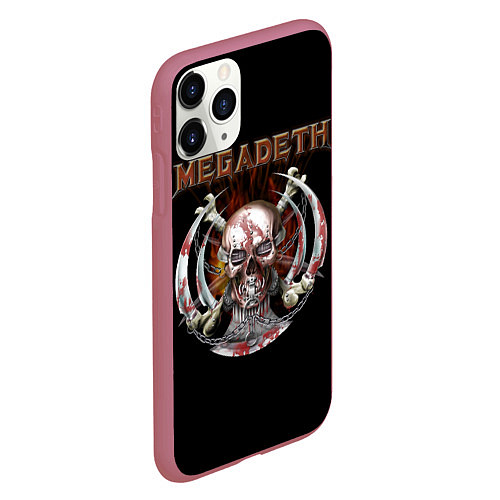 Чехол iPhone 11 Pro матовый Megadeth - боевой череп / 3D-Малиновый – фото 2