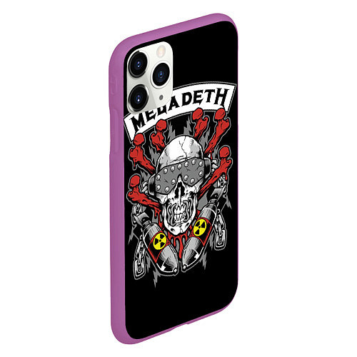 Чехол iPhone 11 Pro матовый Megadeth - ядерный череп / 3D-Фиолетовый – фото 2