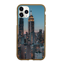 Чехол iPhone 11 Pro матовый Утренний город с небоскребами, цвет: 3D-коричневый