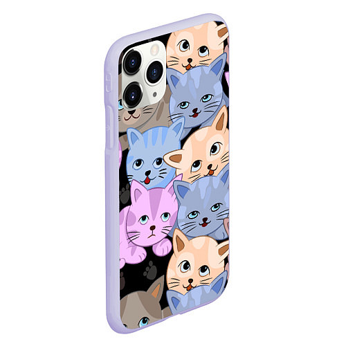 Чехол iPhone 11 Pro матовый Cats party / 3D-Светло-сиреневый – фото 2