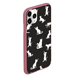 Чехол iPhone 11 Pro матовый White cats, цвет: 3D-малиновый — фото 2