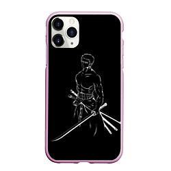 Чехол iPhone 11 Pro матовый Roronoa Zoro - One Piece, цвет: 3D-розовый