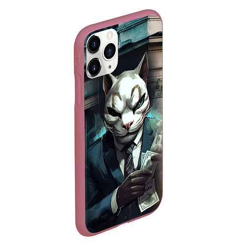 Чехол iPhone 11 Pro матовый Payday cat / 3D-Малиновый – фото 2