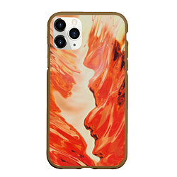 Чехол iPhone 11 Pro матовый Бежевые и красные краски, цвет: 3D-коричневый