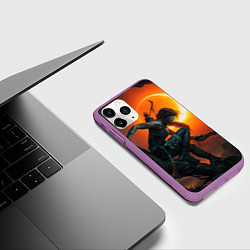 Чехол iPhone 11 Pro матовый Тень Лары Крофт, цвет: 3D-фиолетовый — фото 2