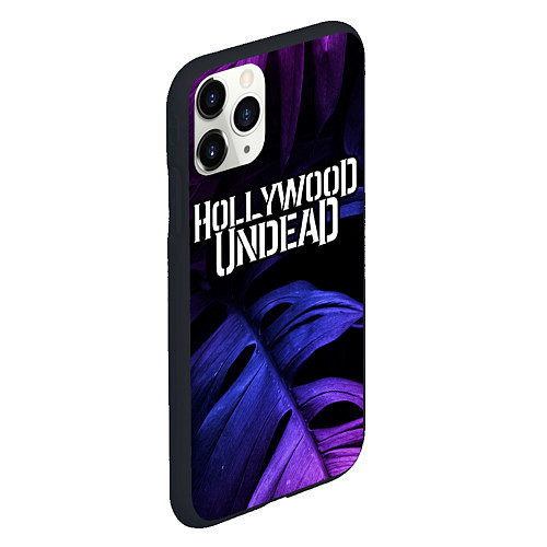 Чехол iPhone 11 Pro матовый Hollywood Undead neon monstera / 3D-Черный – фото 2