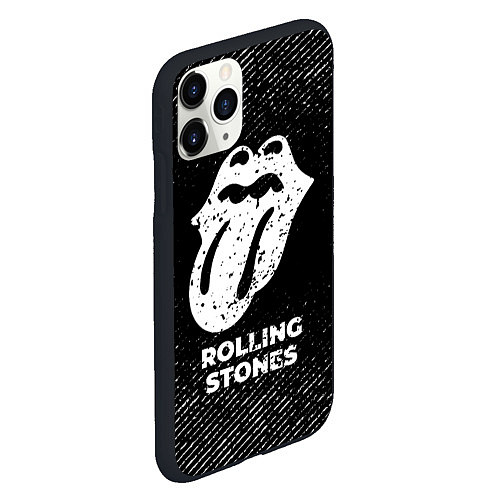 Чехол iPhone 11 Pro матовый Rolling Stones с потертостями на темном фоне / 3D-Черный – фото 2