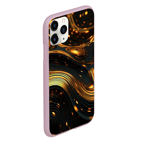 Чехол iPhone 11 Pro матовый Жидкое золото / 3D-Розовый – фото 2