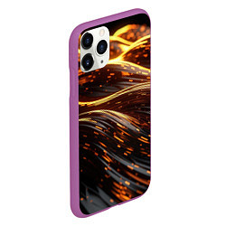 Чехол iPhone 11 Pro матовый Золотые волны, цвет: 3D-фиолетовый — фото 2