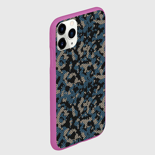 Чехол iPhone 11 Pro матовый Камуфляж сеточный / 3D-Фиолетовый – фото 2