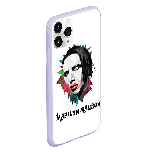 Чехол iPhone 11 Pro матовый Marilyn Manson art / 3D-Светло-сиреневый – фото 2