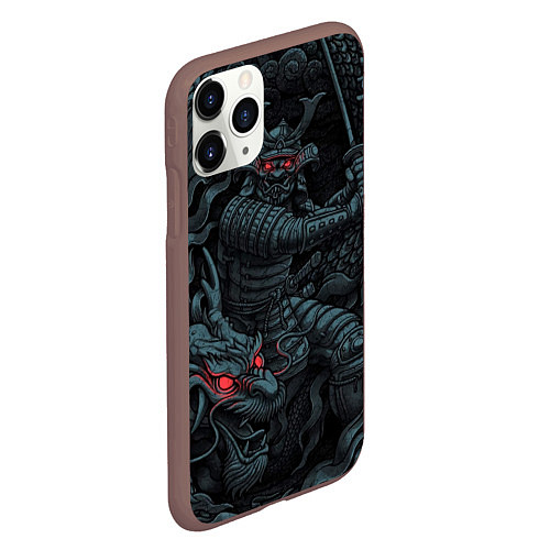 Чехол iPhone 11 Pro матовый Samurai and dragon / 3D-Коричневый – фото 2