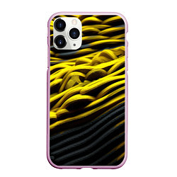 Чехол iPhone 11 Pro матовый Золотые волны, цвет: 3D-розовый