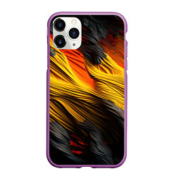 Чехол iPhone 11 Pro матовый Черно-желтая текстура