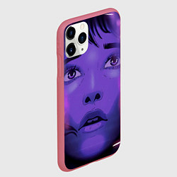 Чехол iPhone 11 Pro матовый Девушка в кибер сити, цвет: 3D-малиновый — фото 2