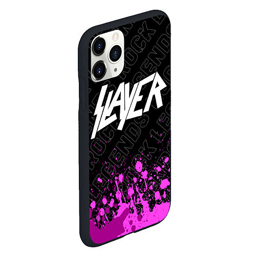 Чехол iPhone 11 Pro матовый Slayer rock legends: символ сверху / 3D-Черный – фото 2